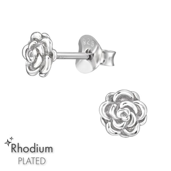 925 Sterling Silver Rose Stud Earrings Flower Lightweight Nature Minimal Gift - Picture 2 of 4